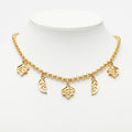 Celine Leaf Motif Chain Necklace Gold Plated