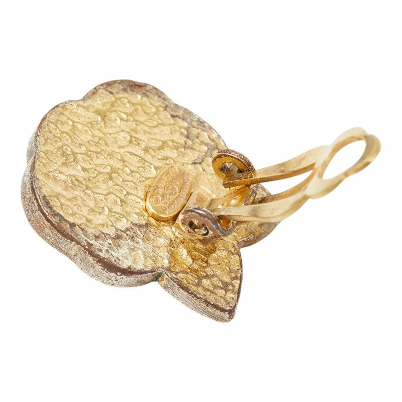 Chanel Camellia CC Logo Earrings Black Gold Plated Enamel Faux Pearl — view 4