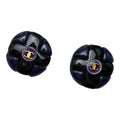 Chanel Vintage CC Logo Earrings Black Gold Navy Plated Plastic