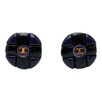 Chanel Vintage CC Logo Earrings Black Gold Navy Plated Plastic — view 2