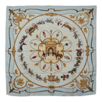 Hermes Carre 90 the Royal Mews Stable Scarf Light Blue Silk