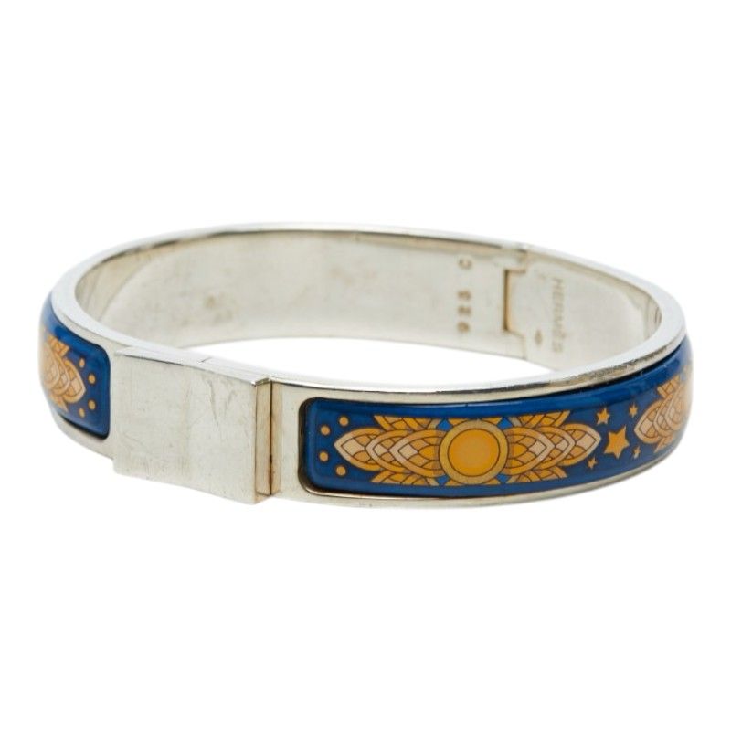 Hermes Enamel PM Cloisonne Bangle Silver 1- Bracelet
