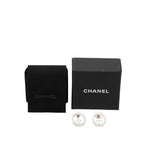 Chanel CC Logo Round Stud Earrings Silver Metal Rhinestone — view 4