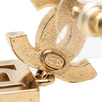 Chanel CC Logo Boy Stud Swing Earrings Gold Plated Rhinestone — view 3