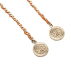 Chanel CC Logo Chain Necklace Gold Orange Leather Plated — view 5
