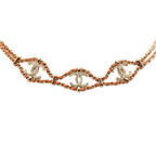 Chanel CC Logo Chain Necklace Gold Orange Leather Plated — view 3
