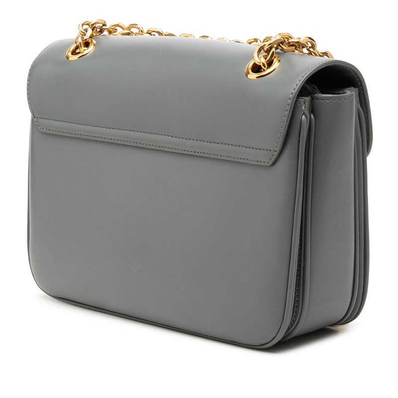 Celine C Chain Shoulder Bag Gray Leather — view 2