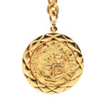 Chanel CC Logo Lion Motif Quilted Chain Pendant Gold Plated