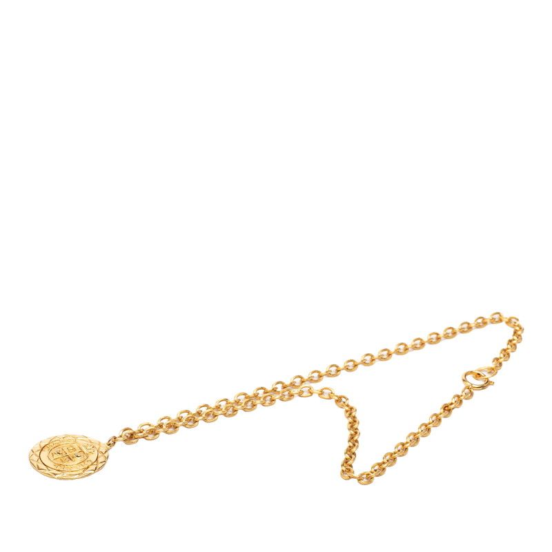 Chanel CC Logo Lion Motif Quilted Chain Pendant Gold Plated — view 3