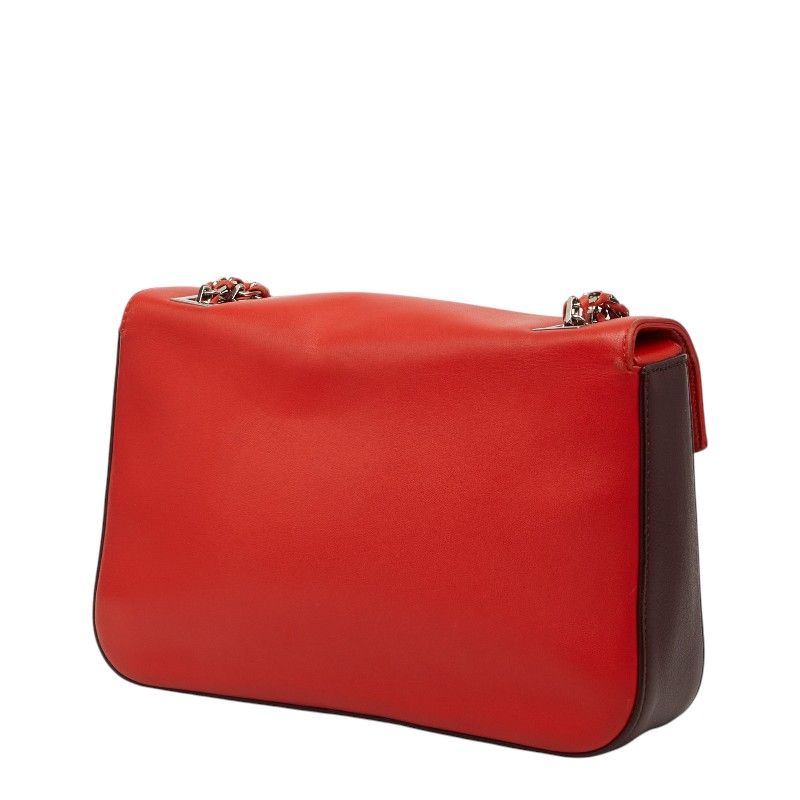 Fendi Chain Shoulder Back Red Bordeaux Leather — view 2