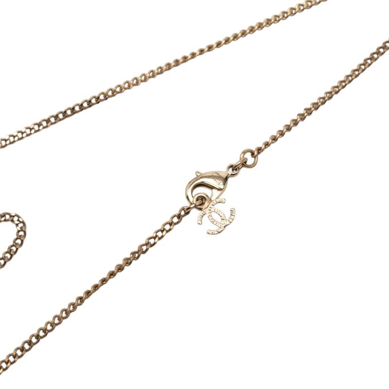 Chanel CC Logo Necklace Gold Plated Rhinestone — view 5