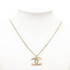 Chanel CC Logo Necklace Gold Plated Rhinestone — view 6