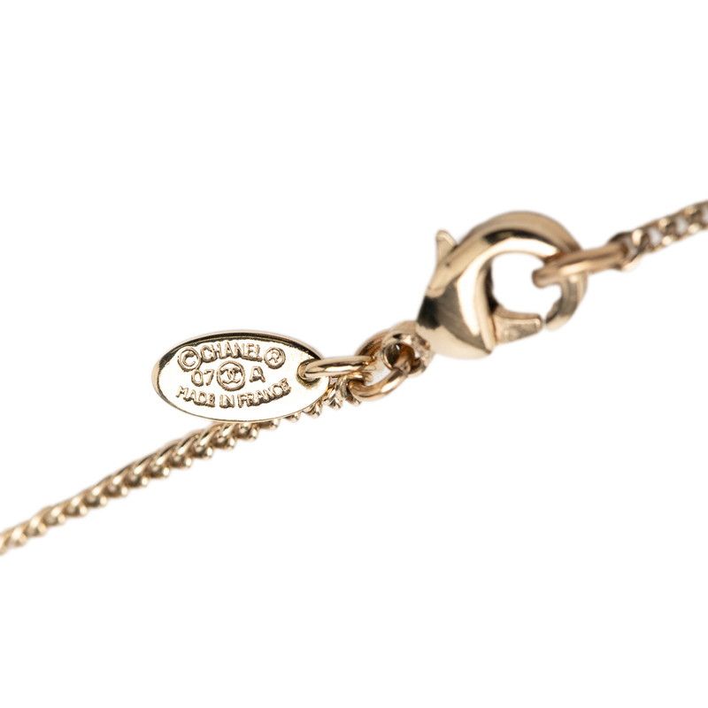 Chanel Clover Motif Chain Pendant 07 Black Gold Plated Rhinestone Faux — view 5