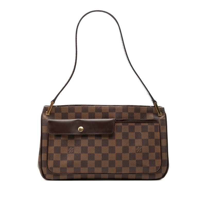 Louis Vuitton Damier Aubagne Shoulder Bag Brown Leather