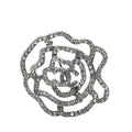 Chanel CC Logo Camellia Motif Brooch Silver Metal Rhinestone