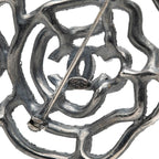 Chanel CC Logo Camellia Motif Brooch Silver Metal Rhinestone — view 3