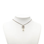 Chanel CC Logo Chain Pendant Silver Metal Faux Pearl Rhinestone — view 6