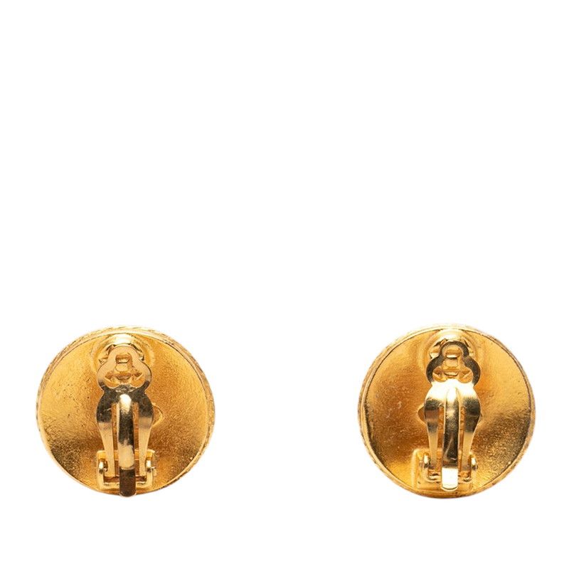 Chanel CC Logo Round Earrings Gold Plated — view 2