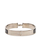 Hermes Click TGM Logo Enamel Bracelet Bangle Black Silver Metal — view 3