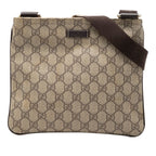 Gucci GG Supreme Crossbody Shoulder Bag Beige Brown Leather