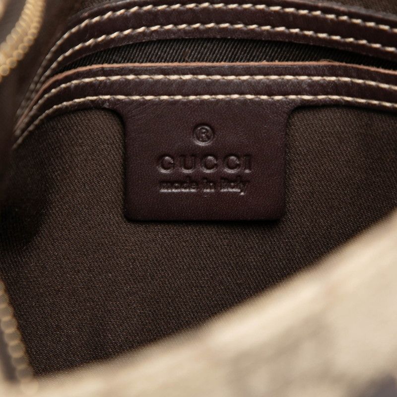 Gucci GG Supreme Crossbody Shoulder Bag Beige Brown Leather — view 9