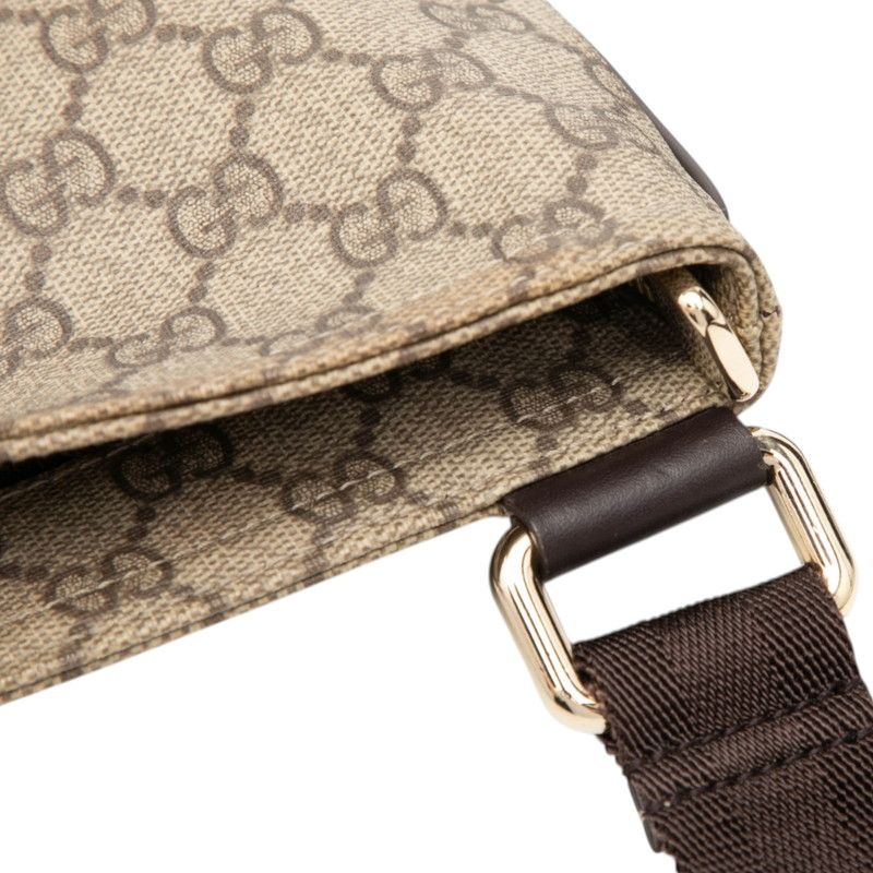 Gucci GG Supreme Crossbody Shoulder Bag Beige Brown Leather — view 5