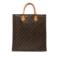 Louis Vuitton Monogram Sac Plat Tote Brown Leather