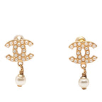 Chanel CC Logo Earrings Gold Plated Faux Pearl