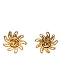 Chanel CC Logo Sun Motif Earrings Gold Plated