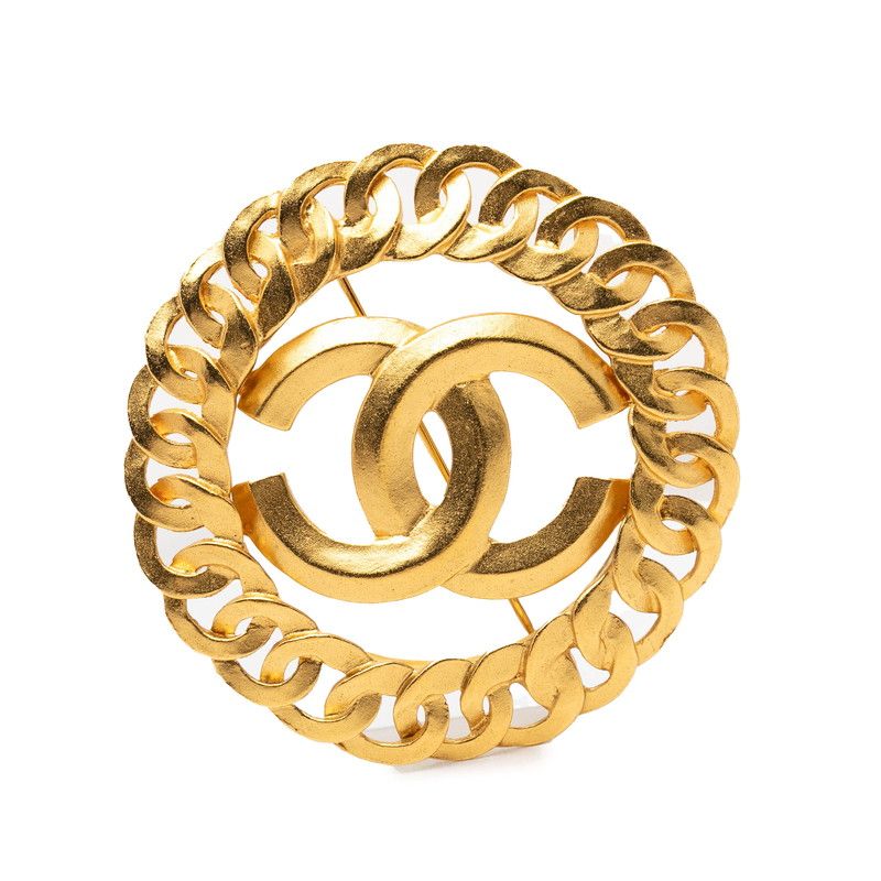 Chanel Vintage CC Logo Brooch Gold Plated
