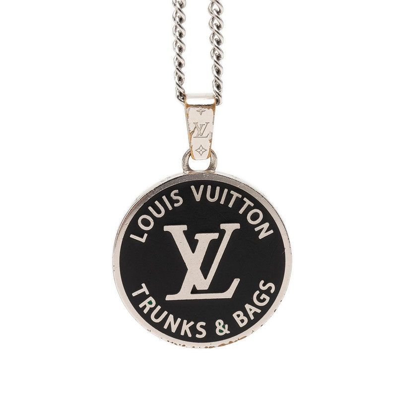 Louis Vuitton Collier LV Award Chain Pendant Black Silver Metal