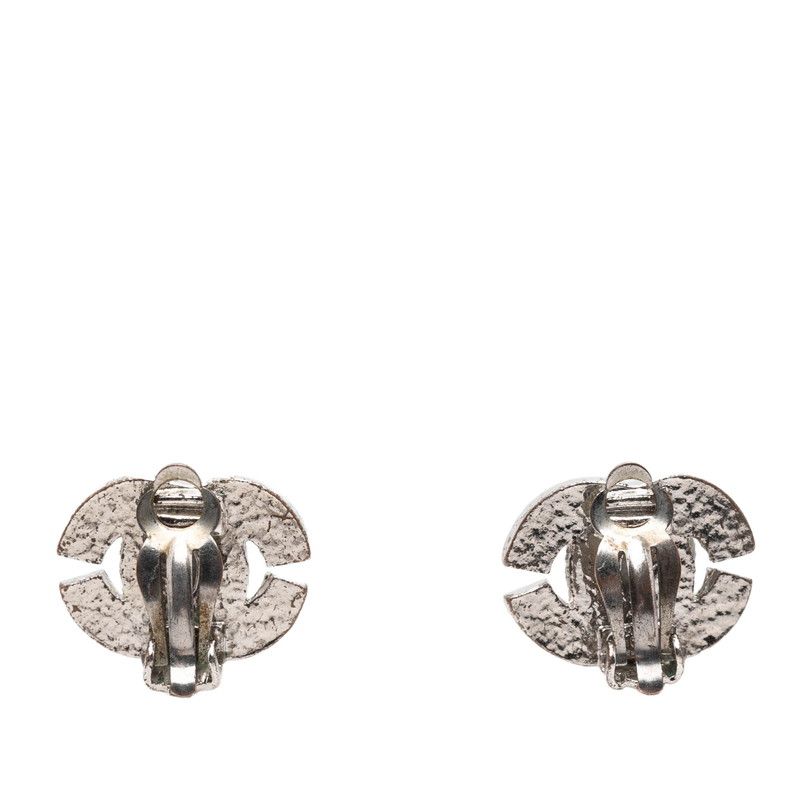 Chanel CC Logo Visual Earrings Silver Metal — view 2