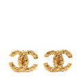 Chanel CC Logo Lava Motif Earrings Gold Plated