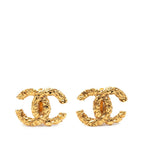 Chanel CC Logo Lava Motif Earrings Gold Plated