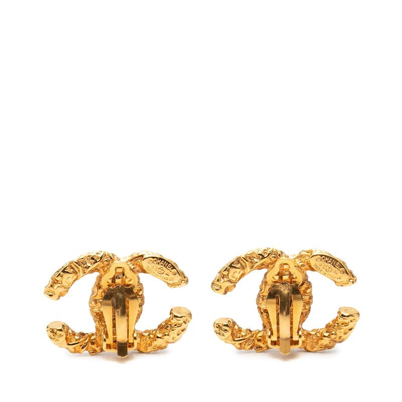 Chanel CC Logo Lava Motif Earrings Gold Plated — view 2
