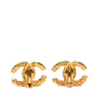 Chanel CC Logo Lava Motif Earrings Gold Plated — view 2