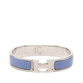 Hermes Click PM Logo Enamel Bracelet Bangle Blue Silver Metal