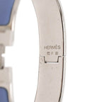 Hermes Click PM Logo Enamel Bracelet Bangle Blue Silver Metal — view 5