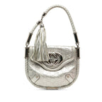 Gucci Guccissima Tassel Handbag Silver Leather