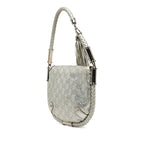 Gucci Guccissima Tassel Handbag Silver Leather — view 2
