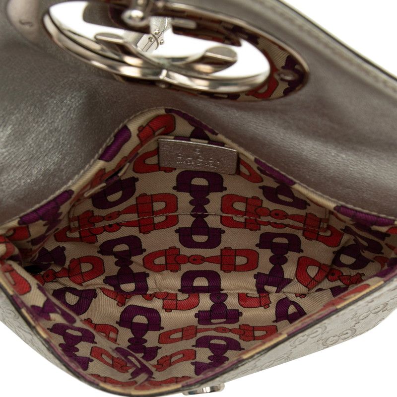 Gucci Guccissima Tassel Handbag Silver Leather — view 4