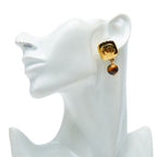 Chanel Vintage CC Logo Earrings Gold Brown Plated Tiger — view 5