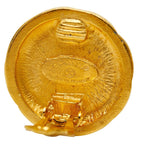 Chanel CC Logo Earrings Gold Brown Plated Color Stone — view 4