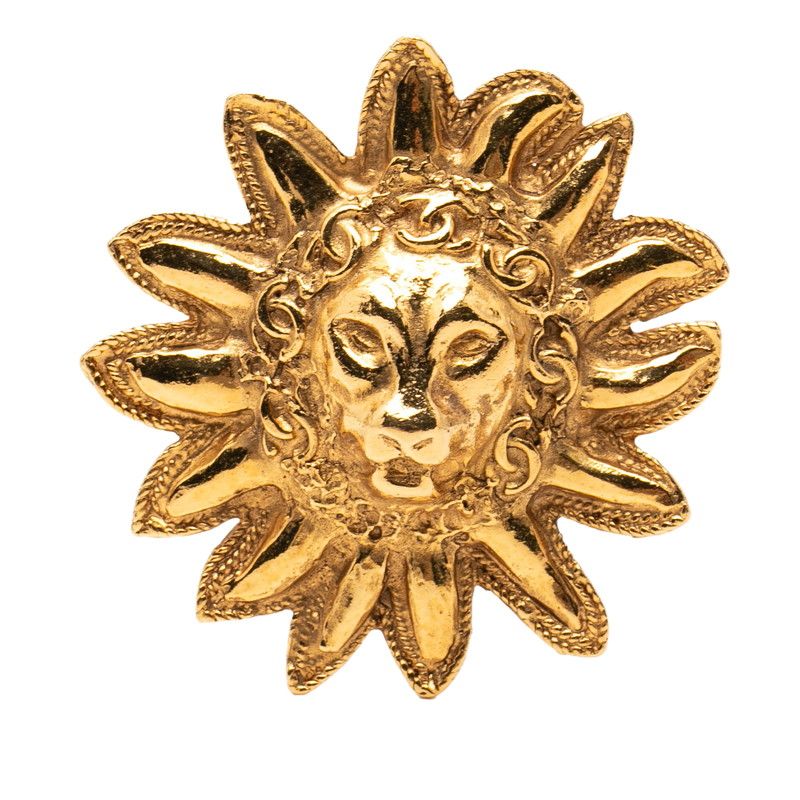 Chanel Lion Motif Vintage Brooch Gold Plated