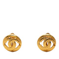Chanel CC Logo Vintage Round Earrings 98 Gold Plated