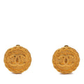 Chanel CC Logo Vintage Round Earrings 95 Gold Plated