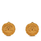Chanel CC Logo Vintage Round Earrings 95 Gold Plated