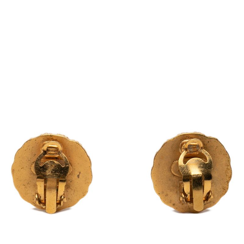 Chanel CC Logo Vintage Round Earrings 93 Gold Plated — view 2