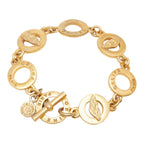 Celine Leaf Motif T Bar Bracelet Gold Plated — view 2