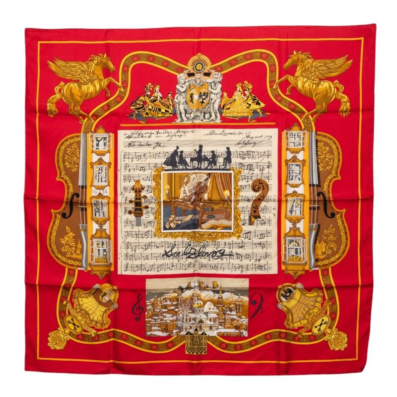Hermes Carre 90 in Salzburg Scarf Large Red Silk